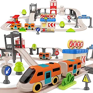 Urban Rail Train Set ,55 pcs Electric Train Set Simulate City Transport System,Educational Toys