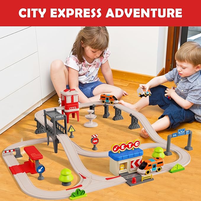 Urban Rail Train Set ,55 pcs Electric Train Set Simulate City Transport System,Educational Toys
