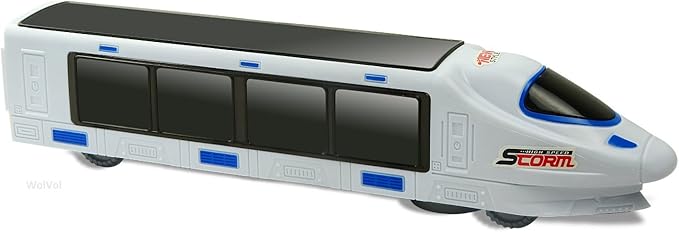 WolVolk Beautiful 3D Lightning Electric Bullet Train Toys for Boys Electric Toy Train – Toy Bullet Train with Music, goes Around and Changes Directions on Contact