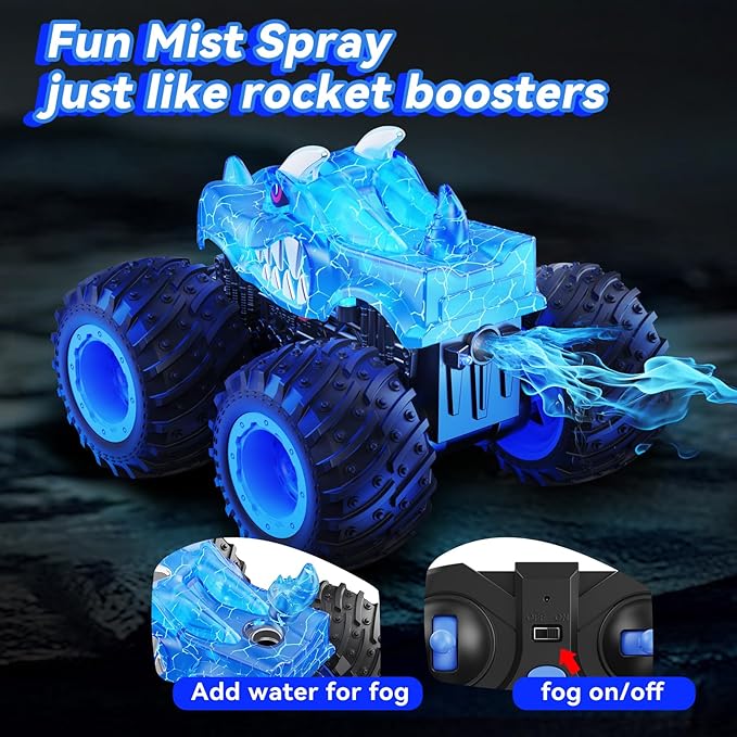 Remote Control Car, 2.4GHz Monster Trucks Toys with Light Spray, Birthday Gift , All Terrain RC Cars